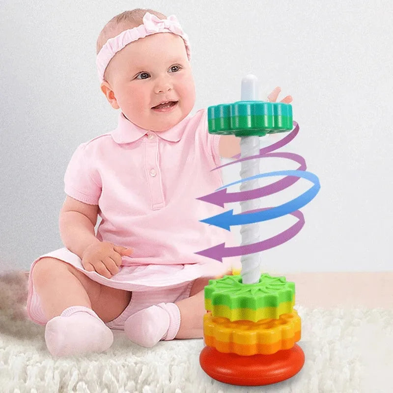 🌈 Rainbow Turret Stacking Music Color Nesting Ring – Perfect for Babies and Toddlers 1-3 Years Old!