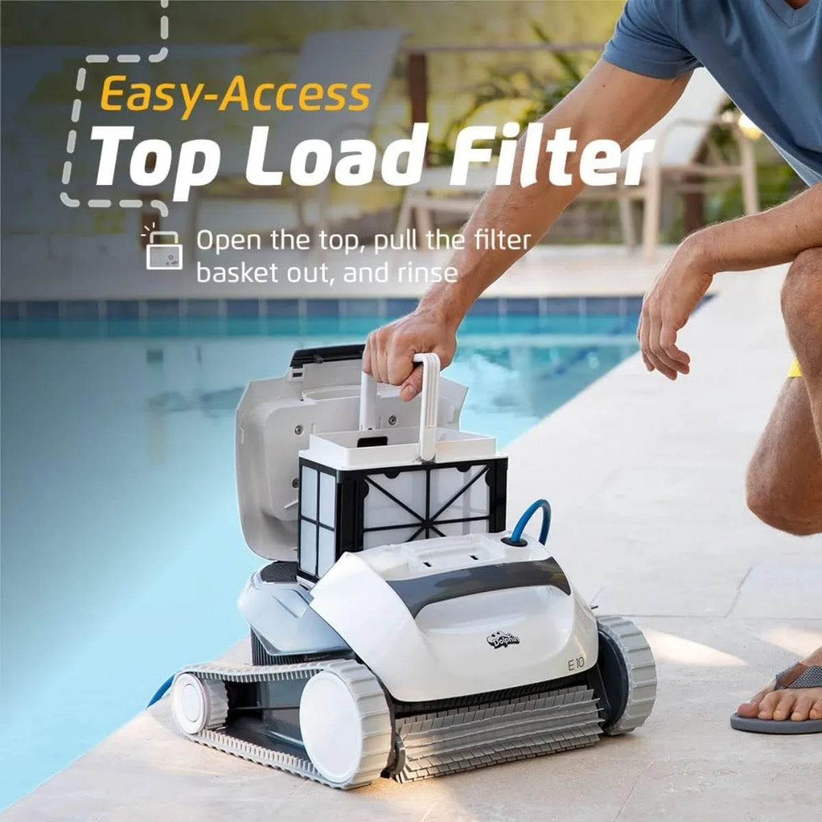 Robotic Pool Vacuum Cleaner All Pools up to 30 FT - Scrubber Brush Easy Top Load Filters