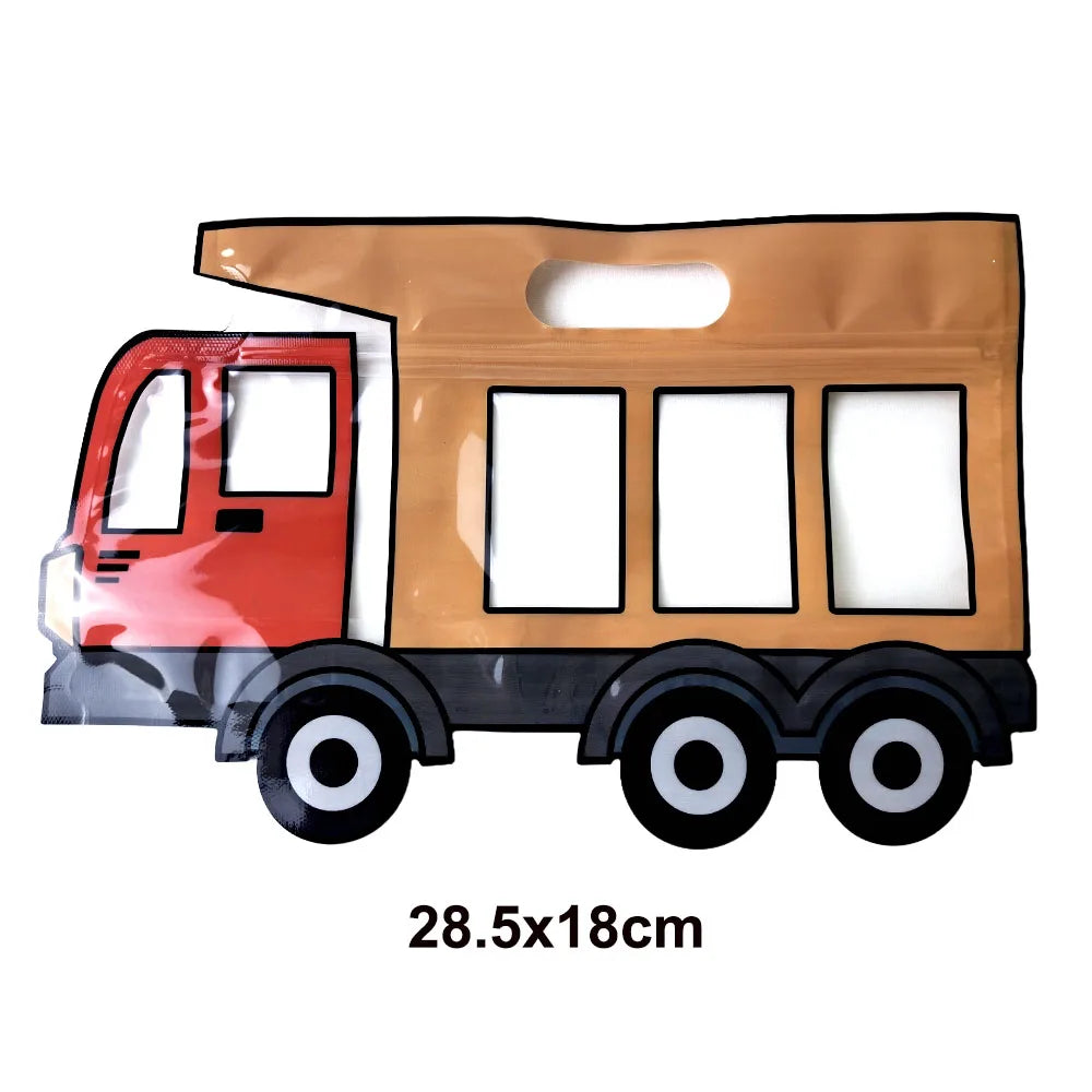 🚒🚛 Firetruck, Dump Truck & Excavator Candy Bags – Perfect for Kids’ Birthday Parties! 🎉🍪