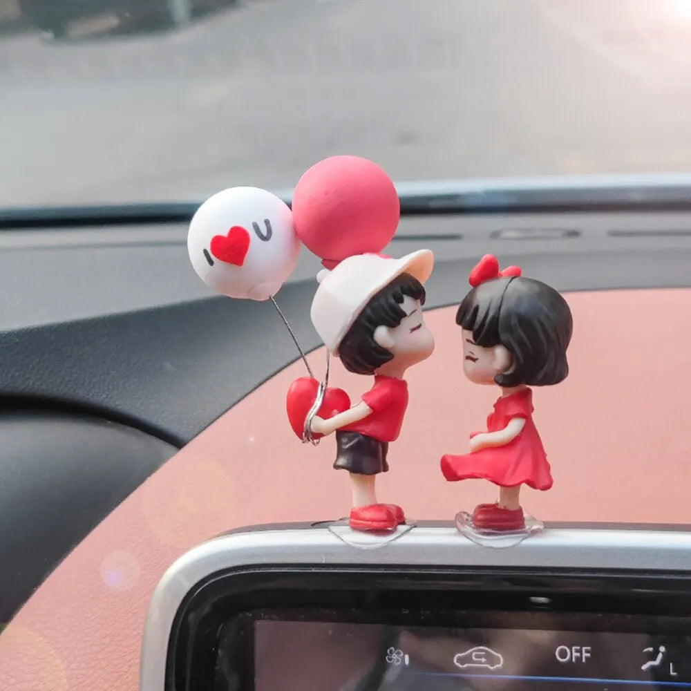 Couple Cute Ornaments for Car | Cartoon Dashboard Decorations | Lovely Kiss Couple Figurines