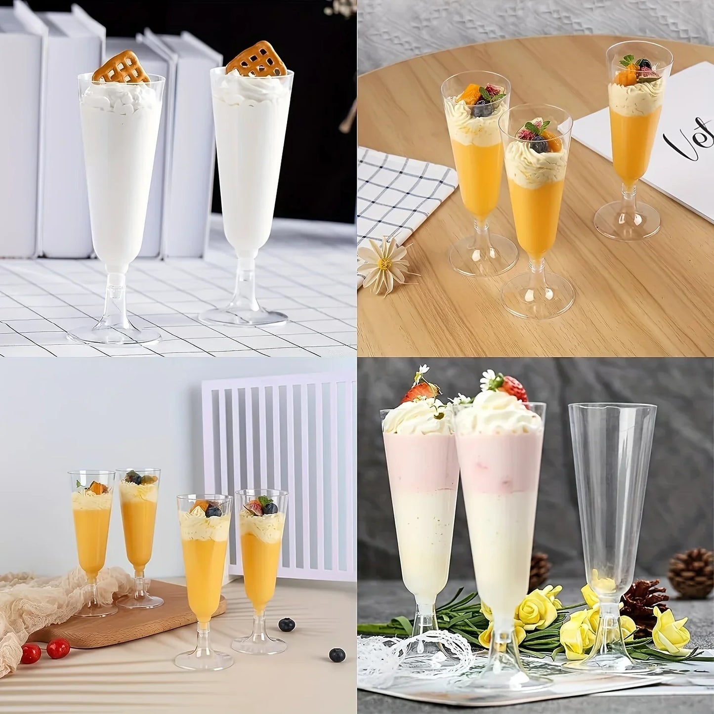 15/25/50PCS Disposable Champagne Glasses – 150ml Plastic Cocktail & Martini Cups for Weddings, Parties & Events ✨