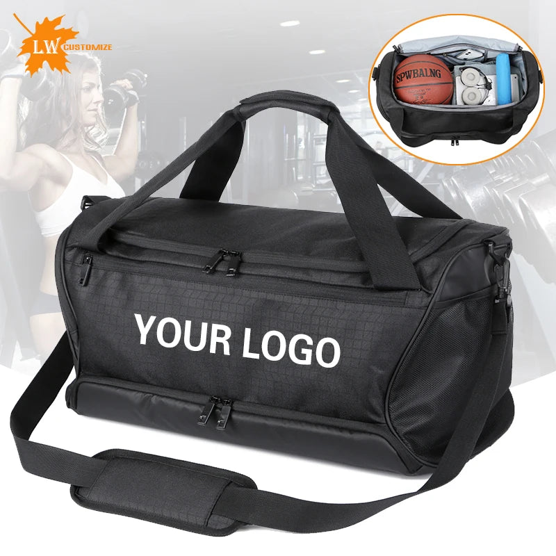 Custom Women's Gym Bag – Large Capacity, Waterproof Yoga and Swimming Bag, Portable Sports Weekend Luggage with Logo Print