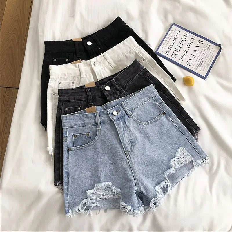 Casual High Waist Denim Shorts for Women