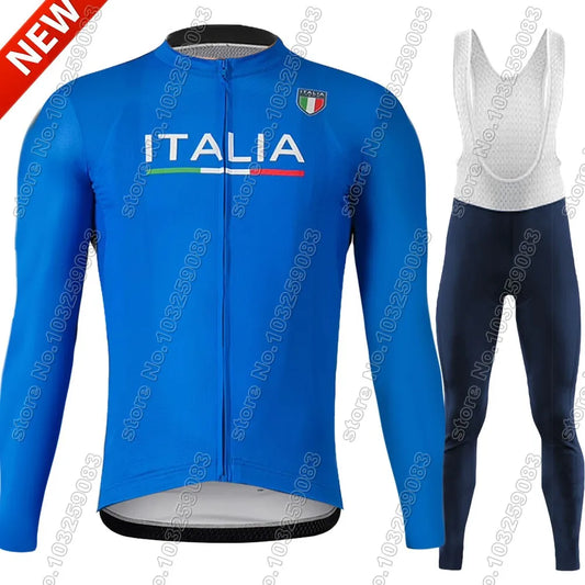 Men's Long Sleeve Cycling Kit 🚴‍♂️ | MTB Bib Pants & Jersey Set with Gel Pad | Road Bike Suit