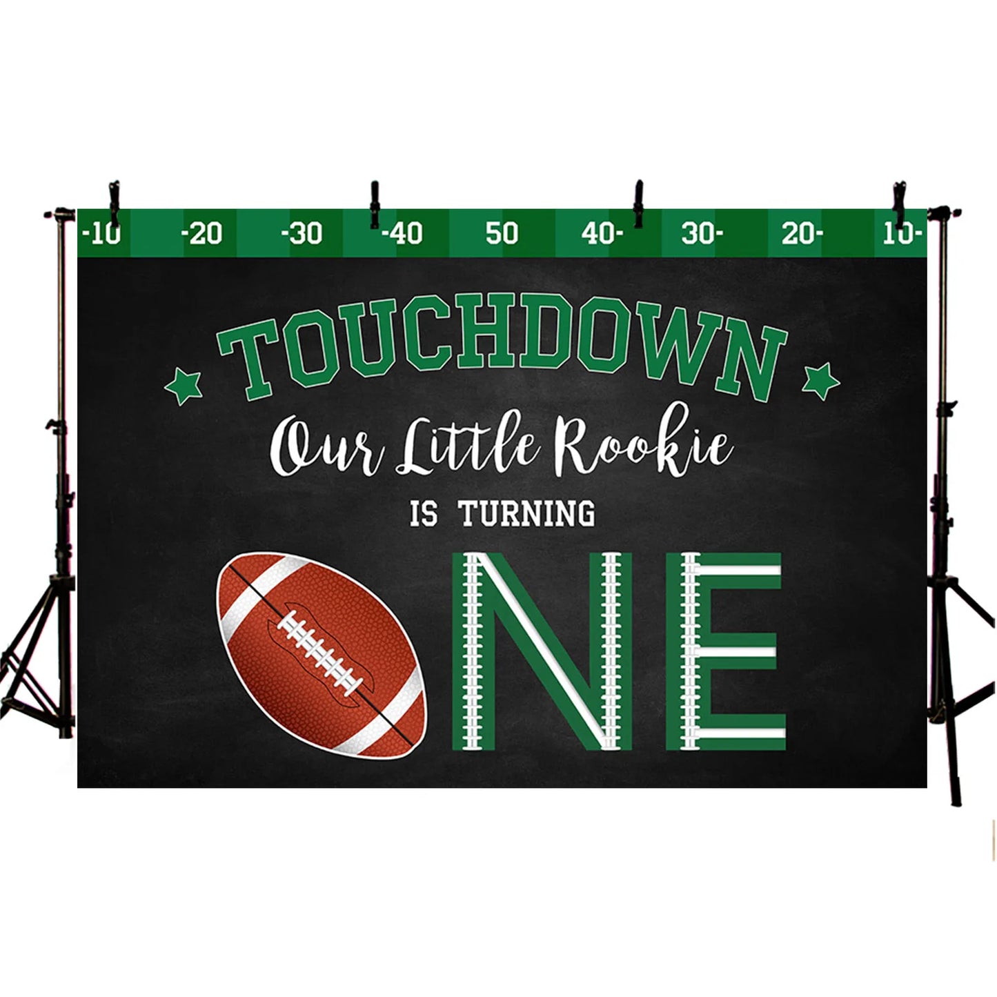 🏈 AIBIIN 1st Birthday Party Backdrop – Touchdown Rugby Theme 🎉