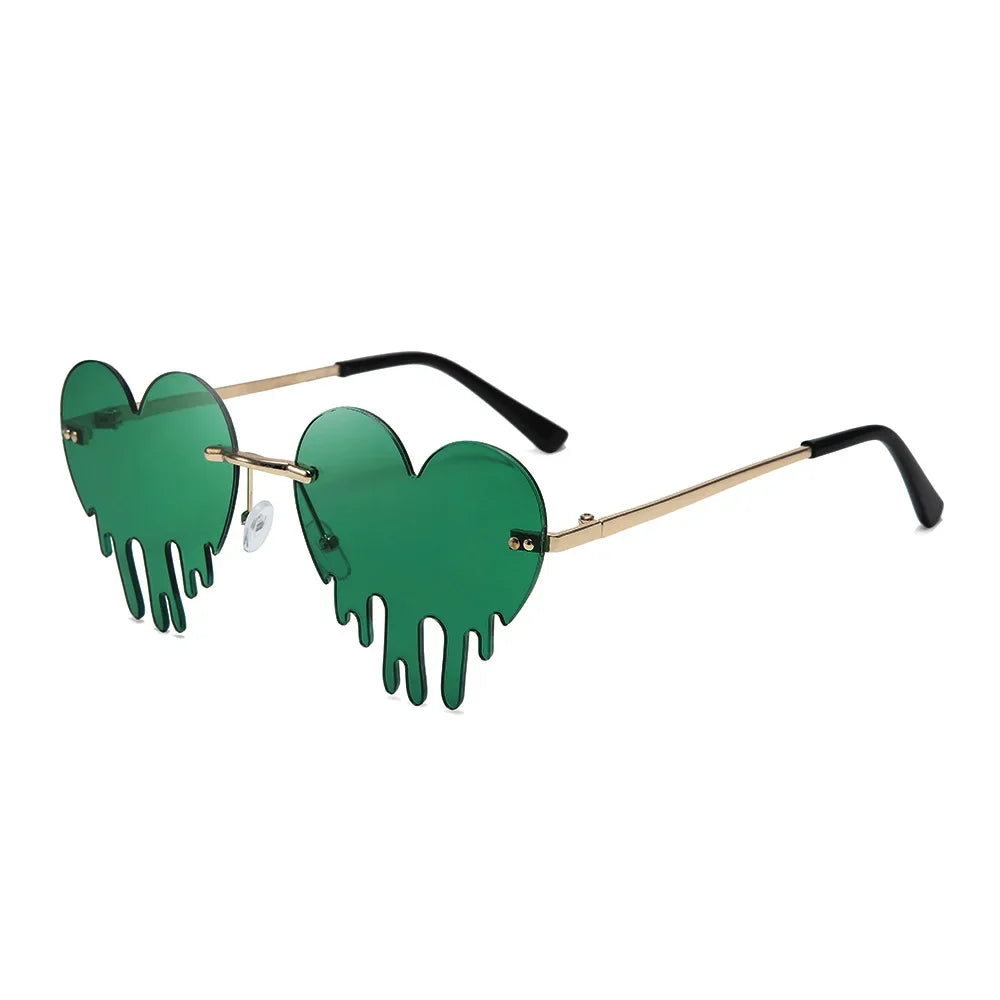 Fashion Irish Shamrock Sunglasses Green Four Leaf Clover Leprechaun Costume Glasses St. Patrick's Day Rimless Decor Sun Glasses