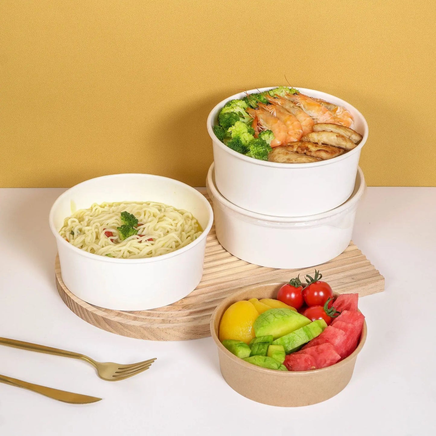 15PCS Kraft Paper Bowls – Eco-Friendly Disposable Salad, Soup & Snack Containers (500ml/750ml) for Meal Prep & Parties