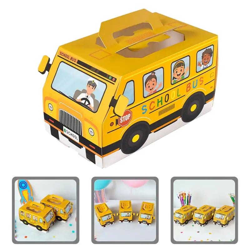 🚌✨ 12pcs Back-to-School Bus-Shaped Candy Boxes – Perfect Party Favors & Treat Boxes! 🎉🍬