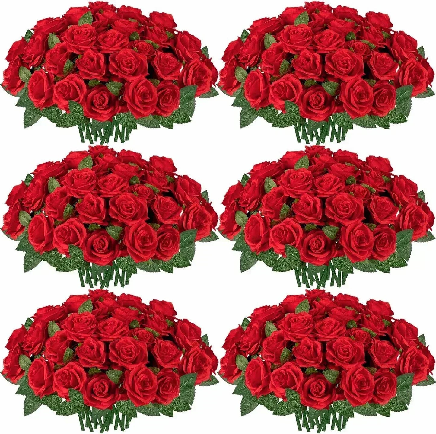 50PCS Artificial Silk Roses Bouquet | Realistic Fake Flowers for Home, Wedding & Party Decor