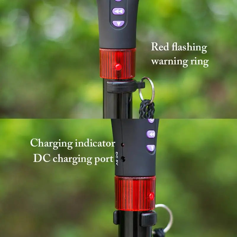 🌲 Multifunctional Hiking Cane | Adjustable Height, LED Light, Alarm, Radio, Ergonomic Handle