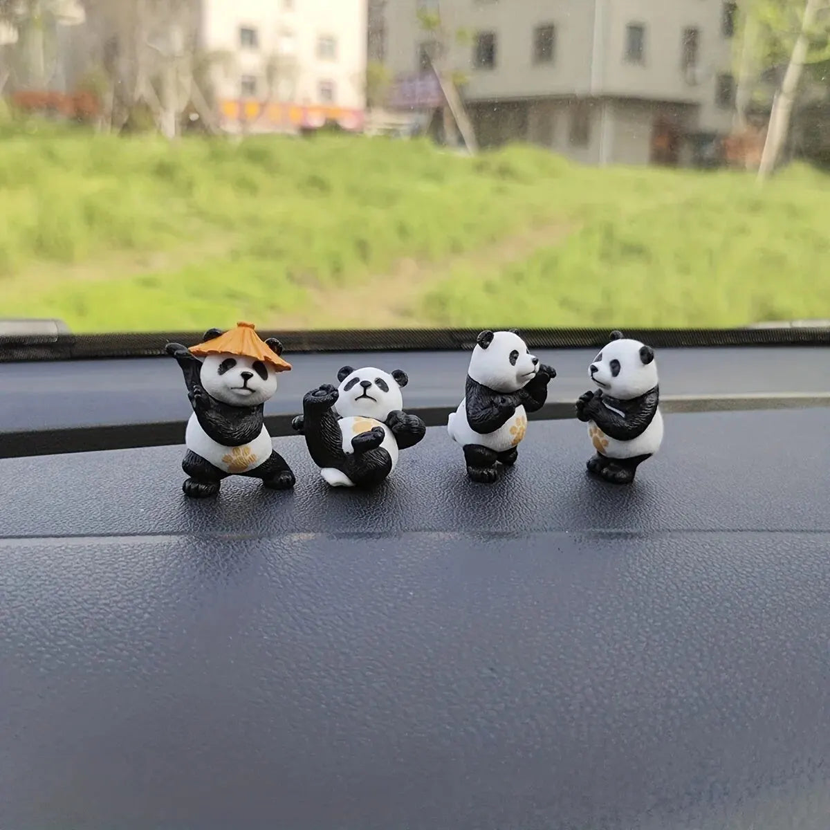 4pcs Panda Design Car Ornaments – Cute Interior Decor for Cars, Desks, and More