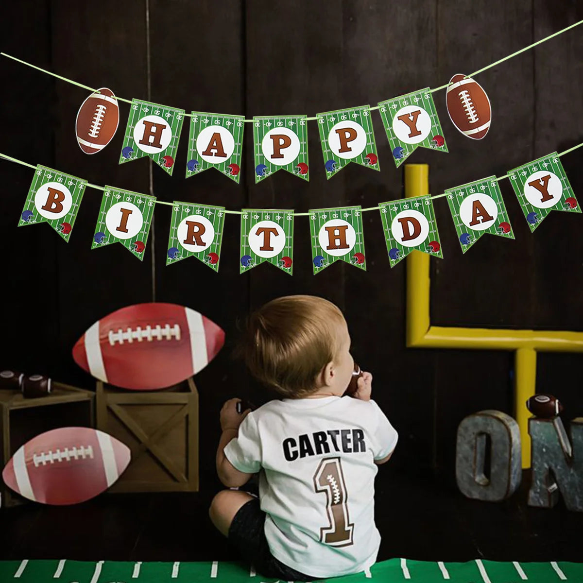 🏉 Celebrate in style with our Rugby Theme Birthday Flag Banner! Perfect for kids' parties, this football-themed decoration adds a sporty and festive touch to any event. 🎉