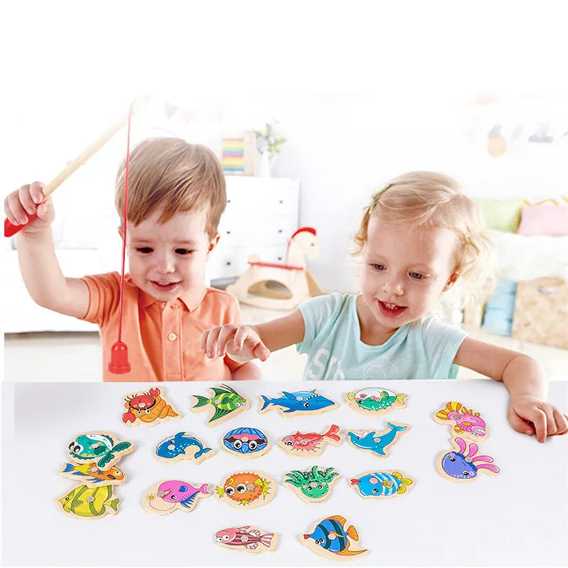 Montessori Wooden Fishing Toys for Children