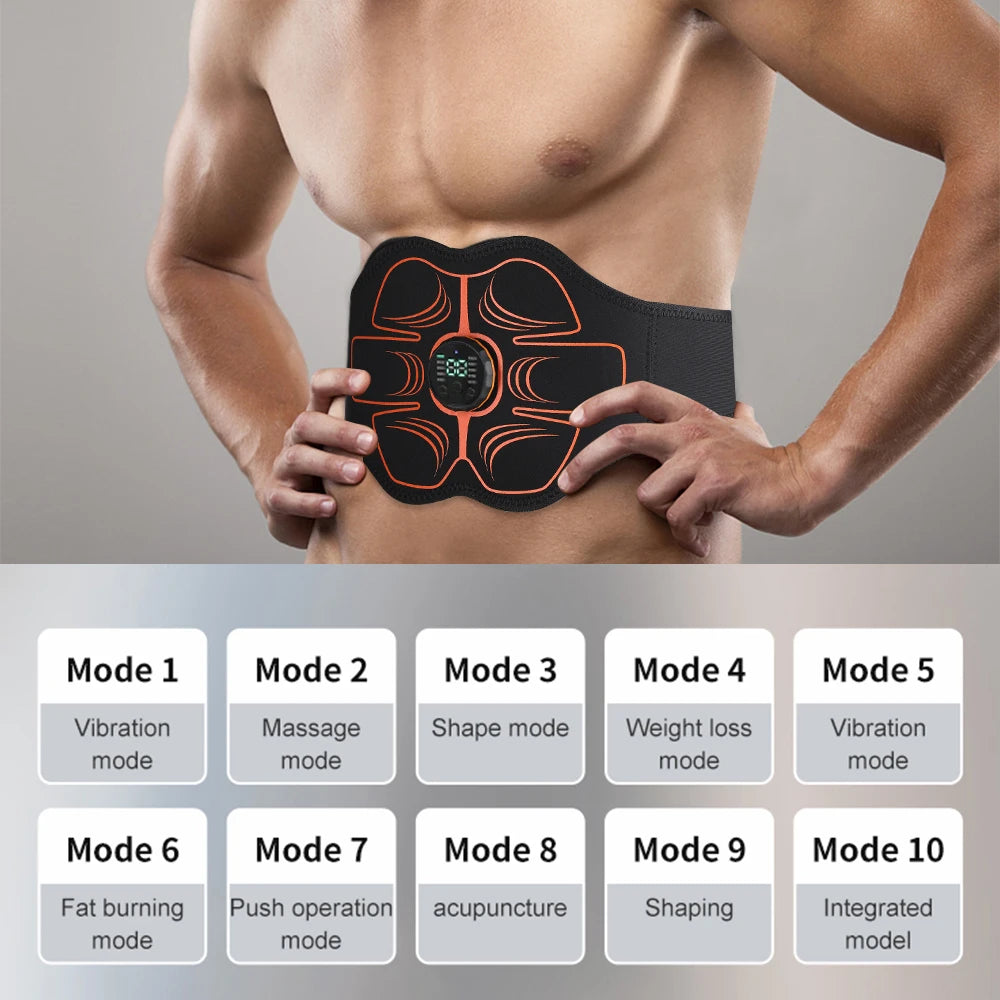 Electric Abdomen Slimming Belt EMS Abdominal Muscle Stimulator, ABS Toning Belt, USB Waist Belly Weight Loss Fat Burn Massager