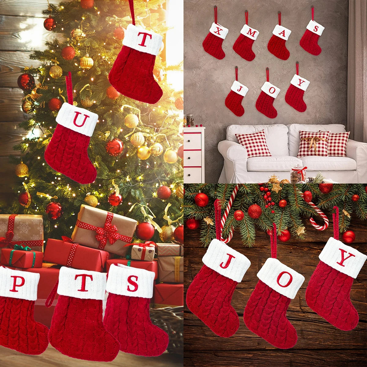 🎄 Cozy Christmas Socks for 2024 🌟 | Snowflake & Letter Knitted Stockings 🎅