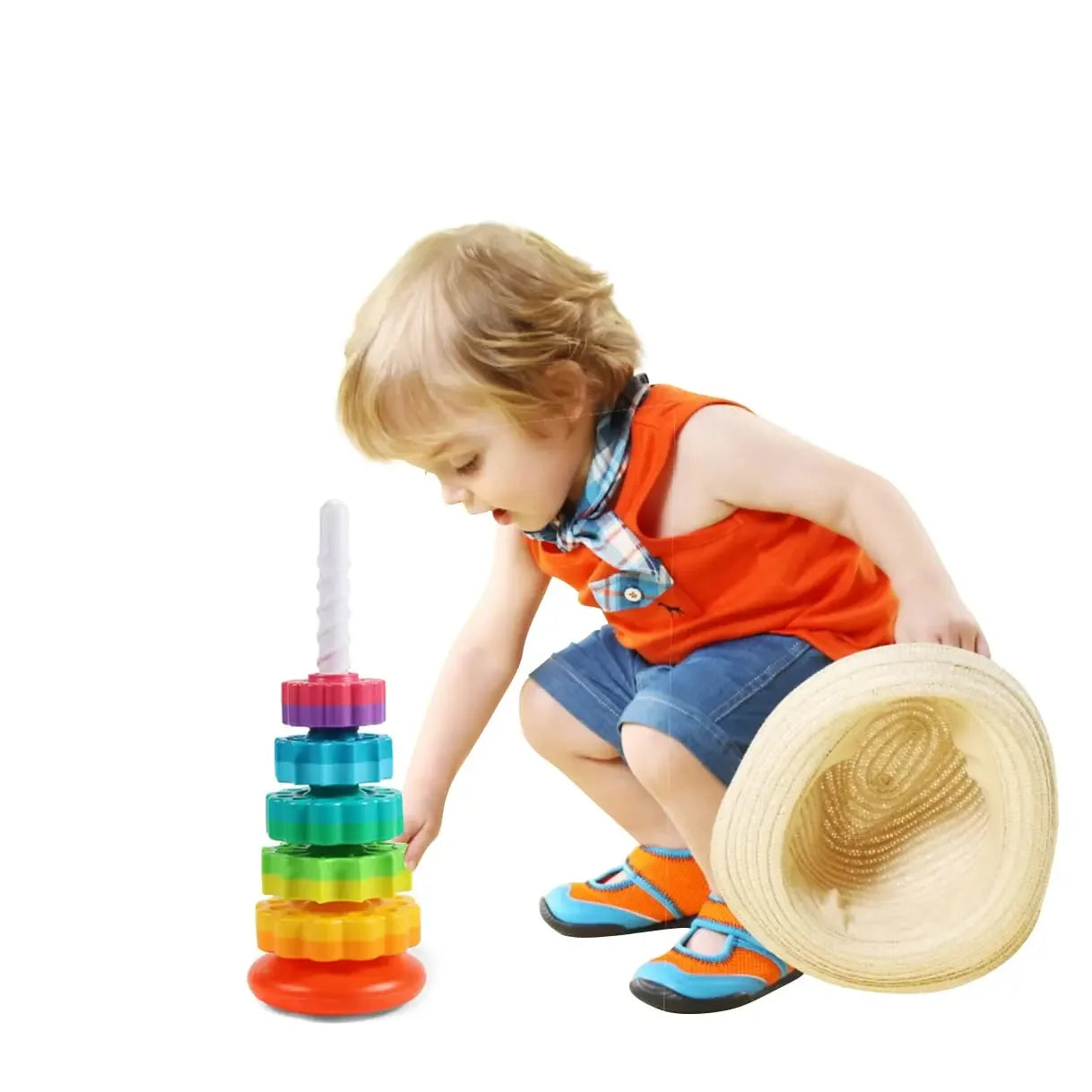 🌈 Rainbow Turret Stacking Music Color Nesting Ring – Perfect for Babies and Toddlers 1-3 Years Old!