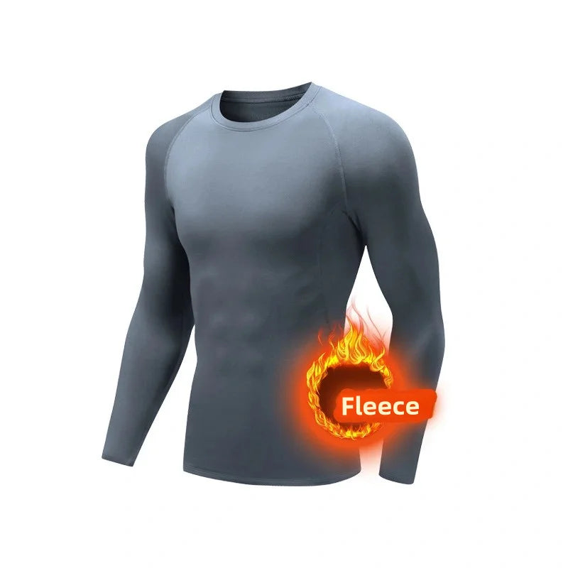 Winter Thermal Compression Long Sleeve Running T-Shirt for Men | Quick Dry Fitness Gym Sportswear Top | Stretch Compression Shirt