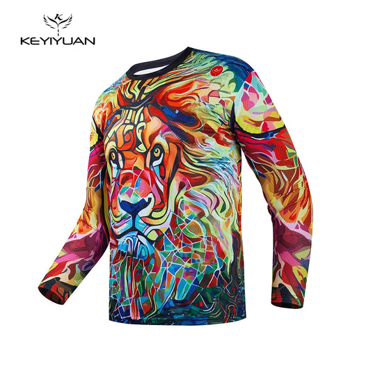 KEYIYUAN Moto Bicycle Cycling Jersey Men Mtb Shirt Downhill T-shirt Motocross Bike Clothing Maillot Ciclismo Hombre Manga Larga