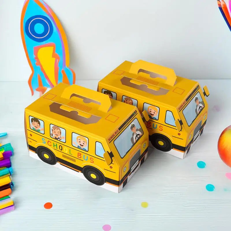 🚌✨ 12pcs Back-to-School Bus-Shaped Candy Boxes – Perfect Party Favors & Treat Boxes! 🎉🍬