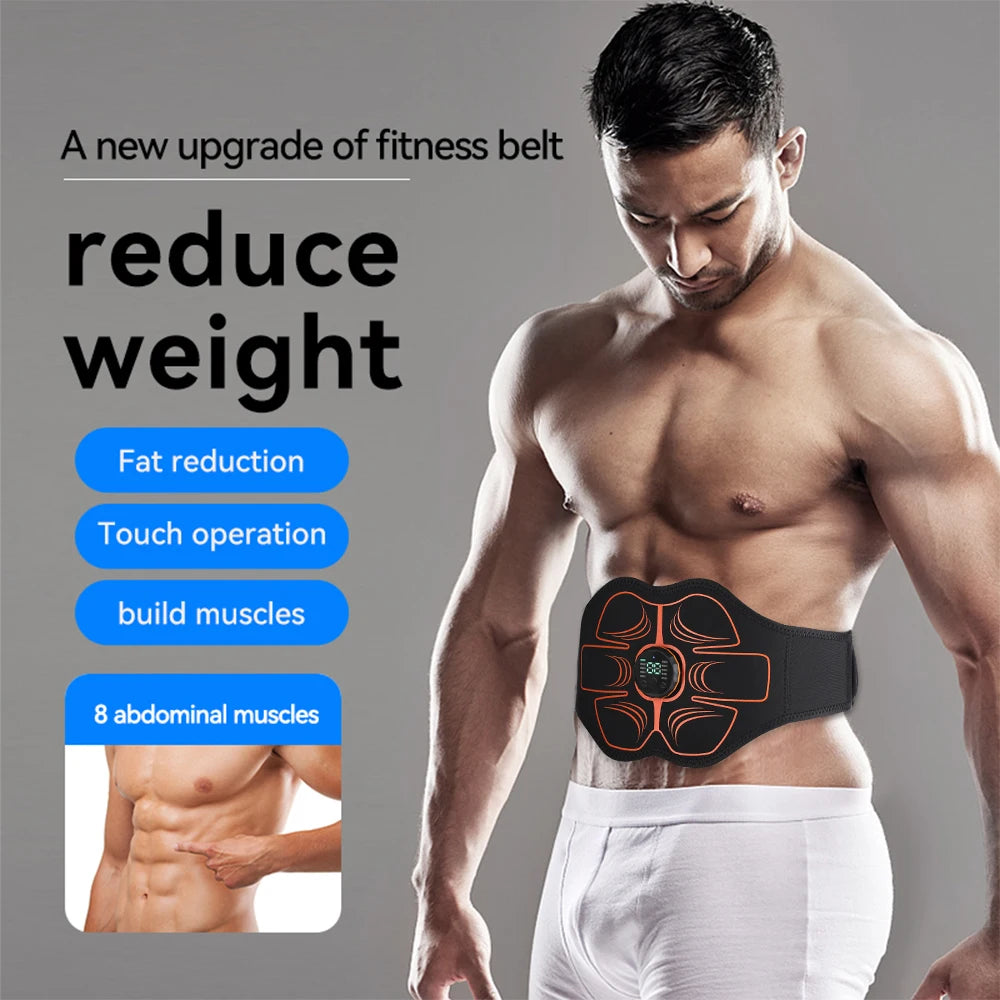 Electric Abdomen Slimming Belt EMS Abdominal Muscle Stimulator, ABS Toning Belt, USB Waist Belly Weight Loss Fat Burn Massager