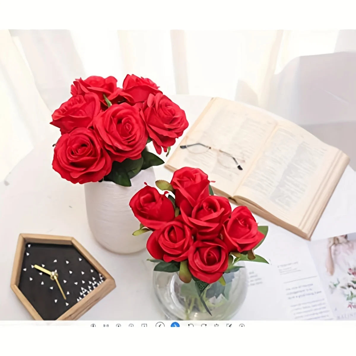 12PCS Realistic Artificial Rose Bouquet | Silk Fake Flowers for Weddings, Birthdays & Home Decor