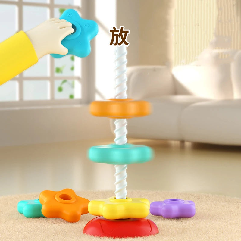 🌈 Rainbow Turret Stacking Music Color Nesting Ring – Perfect for Babies and Toddlers 1-3 Years Old!