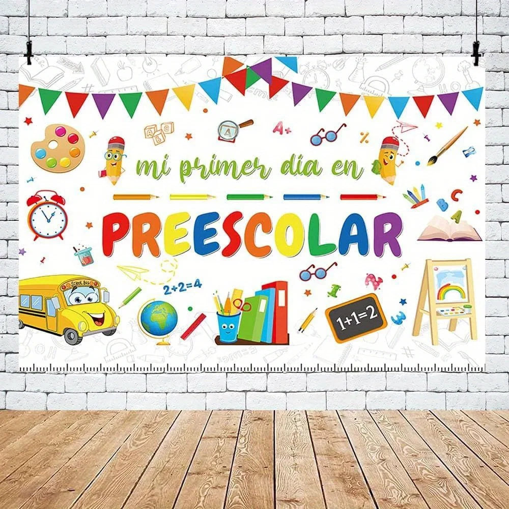 📸🎉 Kindergarten First Day Photography Background – Perfect Classroom Decoration & Student Banner! ✏️🏫