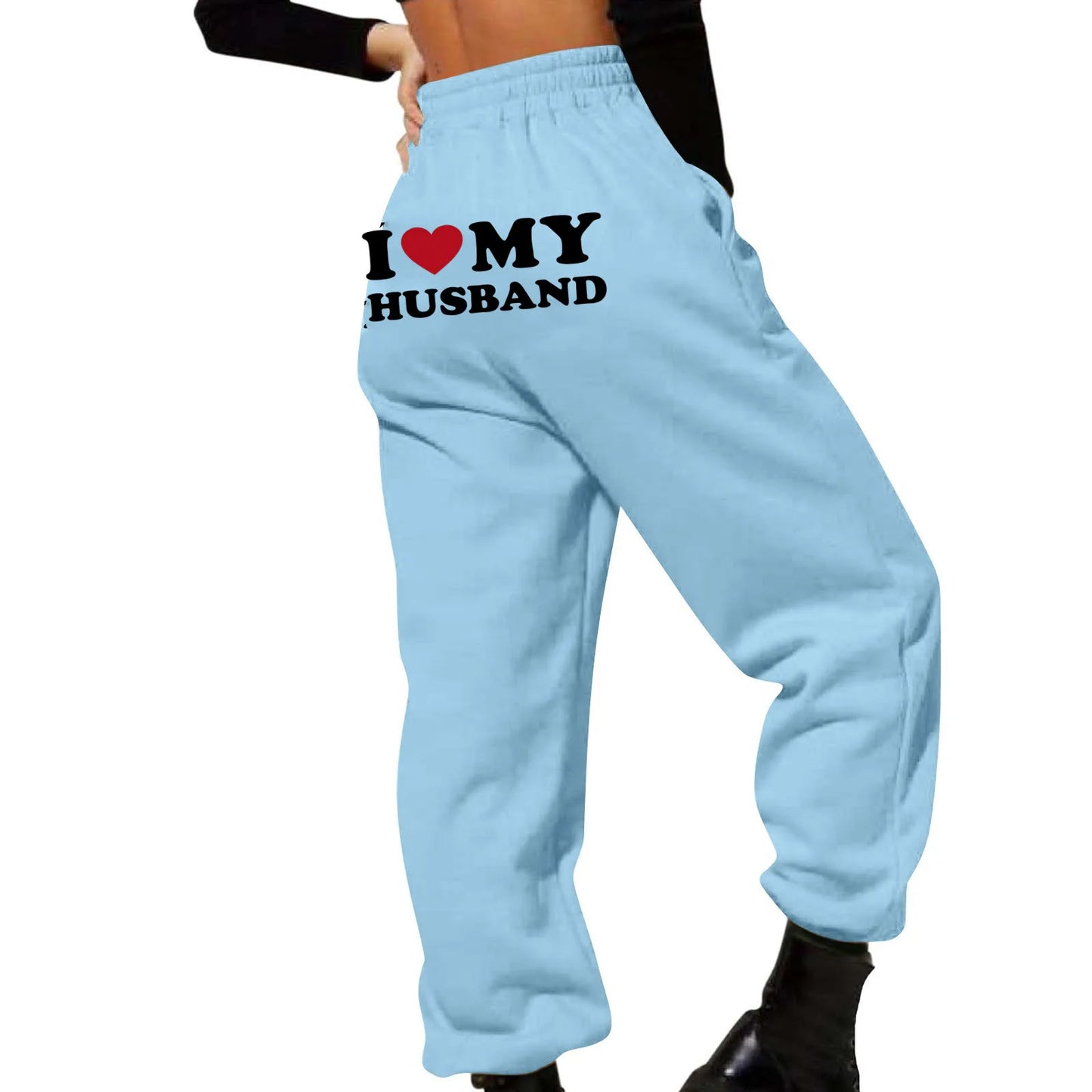 Women's Fleece Lined Sweatpants | Valentine's Day Love My Boyfriend Print | High Waisted Joggers Pants