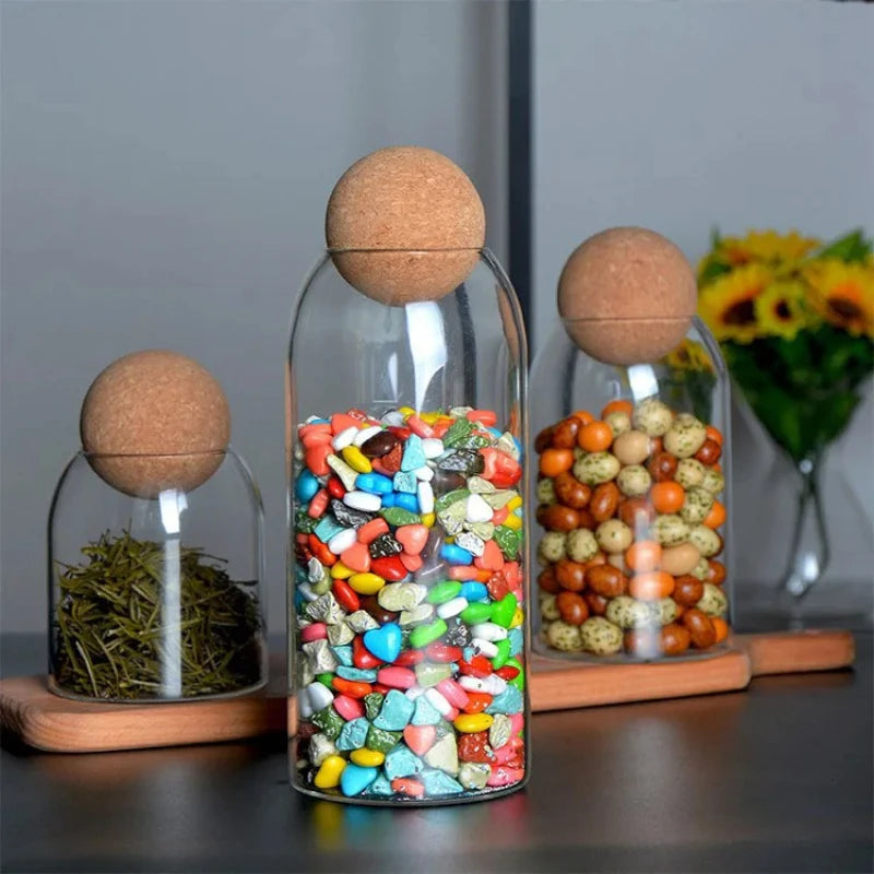 Elegant Glass Storage Jar with Wood Lid – Perfect for Kitchen Essentials 🍪☕