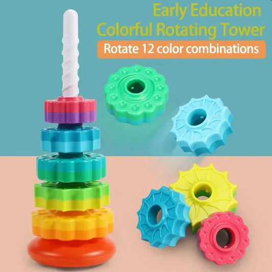 🌈 Rainbow Turret Stacking Music Color Nesting Ring – Perfect for Babies and Toddlers 1-3 Years Old!