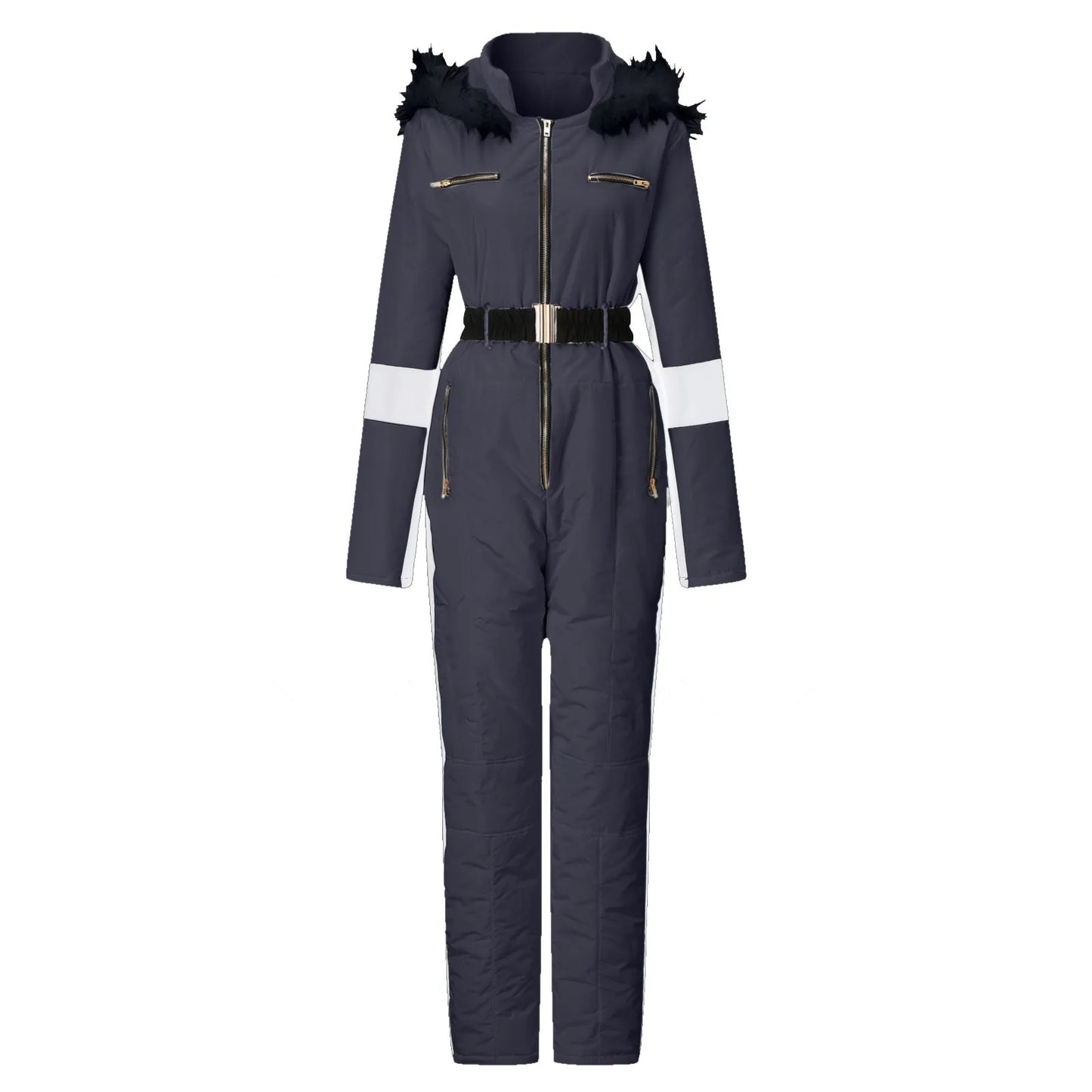 Women’s Waterproof Ski Suit ⛷️ One-Piece Snowboard Jumpsuit with Fur Collar 🏔️ Warm Outdoor Winter Overalls