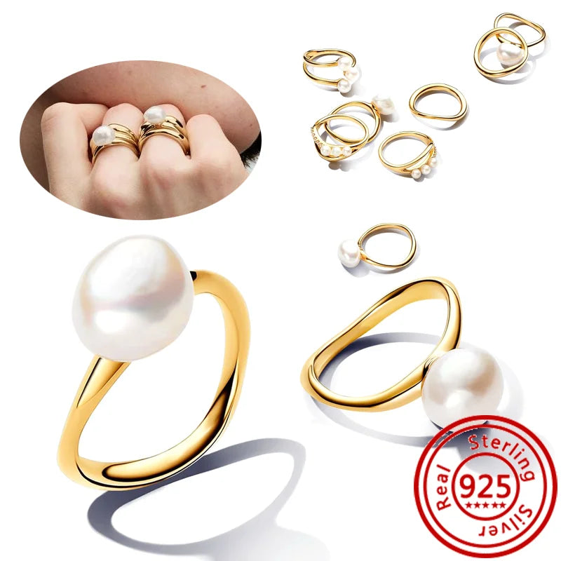 ✨ New 925 Sterling Silver Pantaro Rings – Sparkling Stacking Pearls, Hearts, Stars, and Moon Design ✨