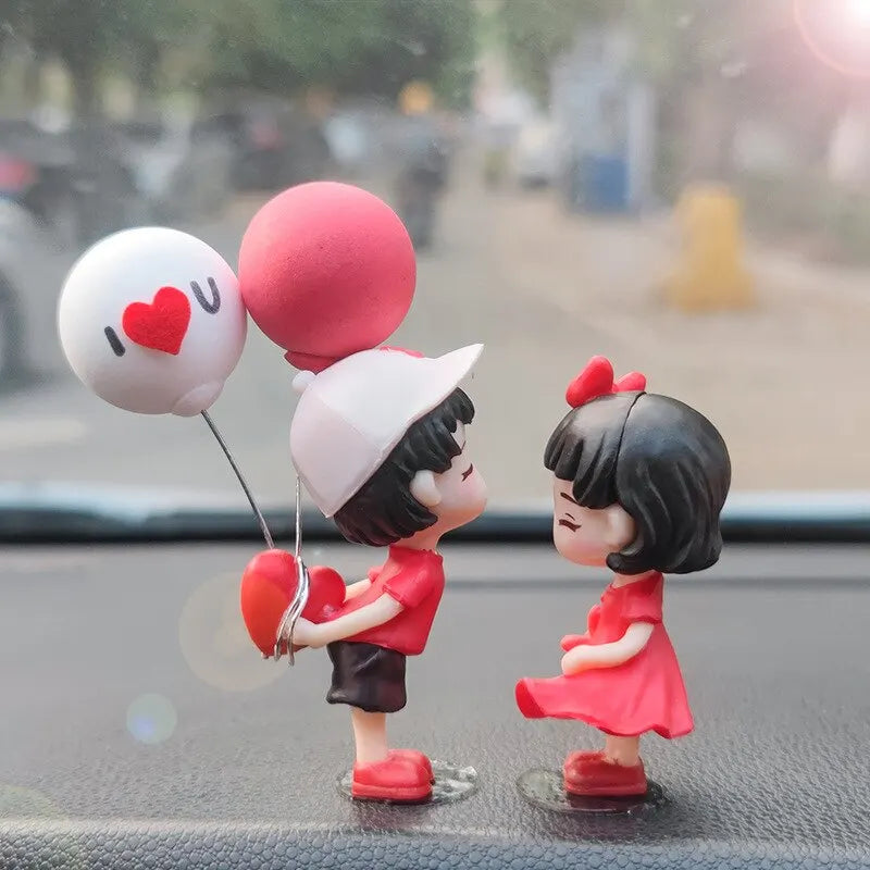 Couple Cute Ornaments for Car | Cartoon Dashboard Decorations | Lovely Kiss Couple Figurines