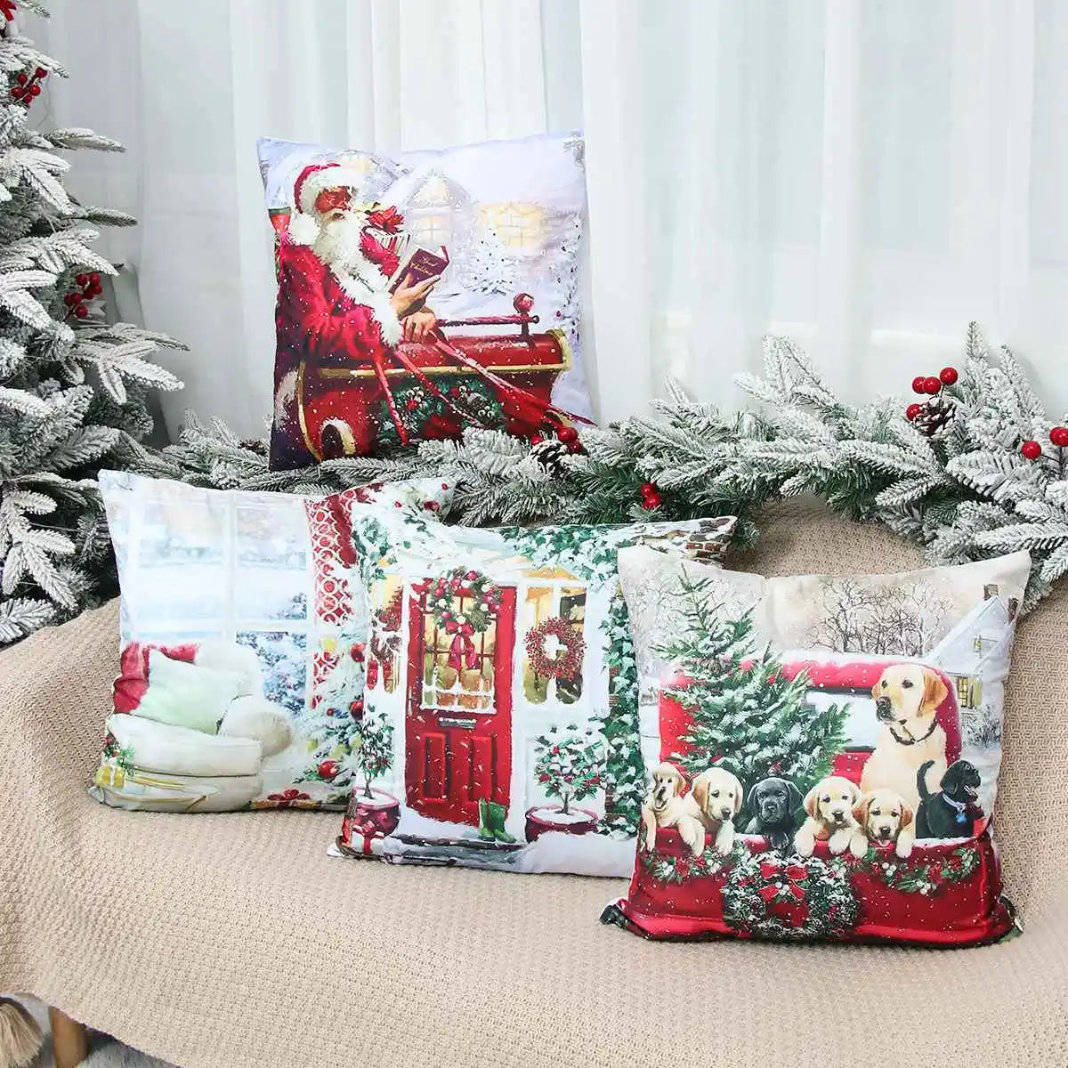 🎄 Christmas Cushion Cover 2024 | Merry Christmas Pillowcase for Home Decor | Natal & Navidad Holiday Gifts 🎁