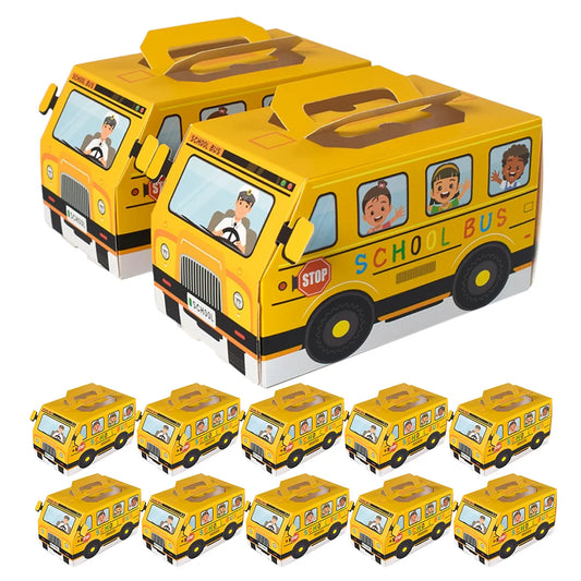 🚌✨ 12pcs Back-to-School Bus-Shaped Candy Boxes – Perfect Party Favors & Treat Boxes! 🎉🍬