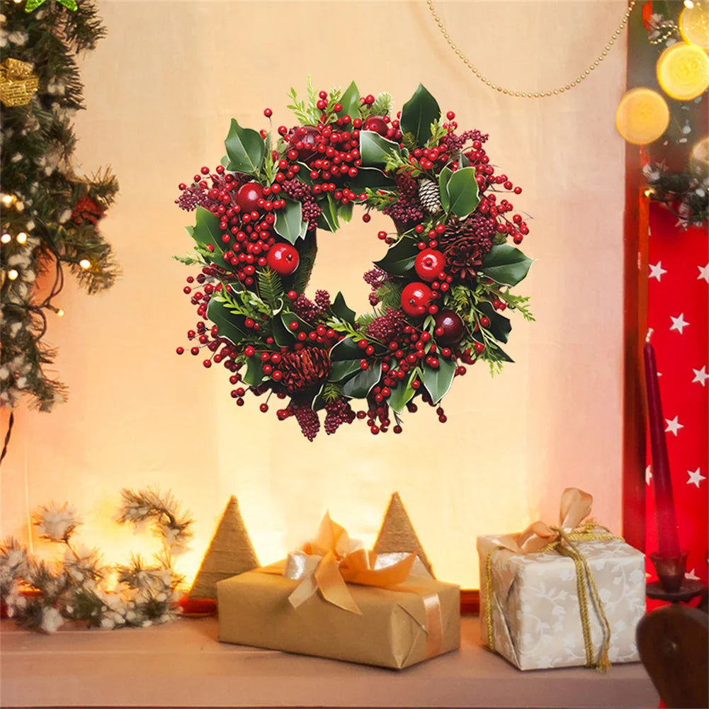 🎄 Self-Adhesive Christmas Wreath Wall Stickers 🌟 | Festive PVC Decals for Home Decor 🎅