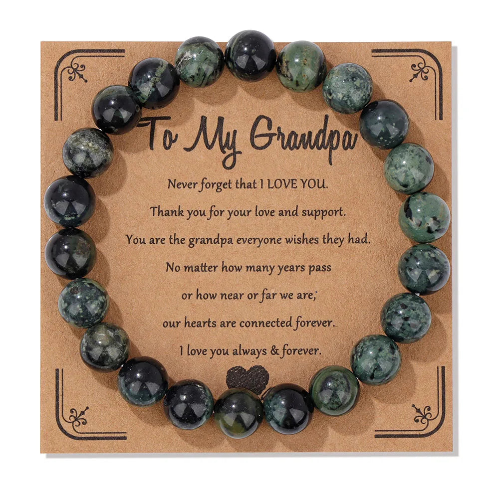 Family Cache Bracelet – Natural Stone Bead Jewelry Gift for Dad, Mom, Son, Sister, and More - Bracelet for women