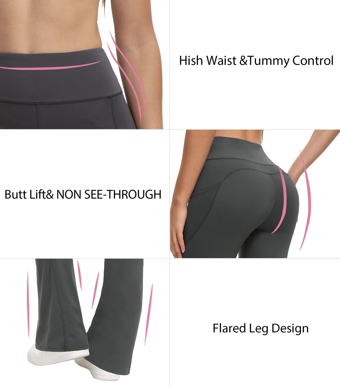 High Waist Flare Leggings with Pockets – Perfect for Yoga, Fitness, and Casual Wear