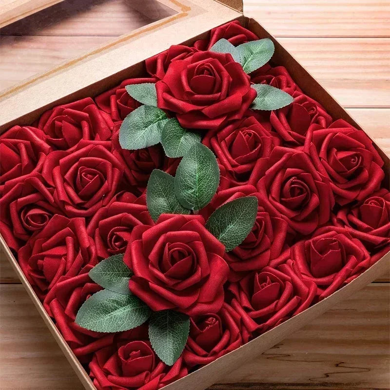 5-50PCS Artificial Foam Roses 🌹 | DIY Wedding Bouquets, Party & Home Décor Flowers