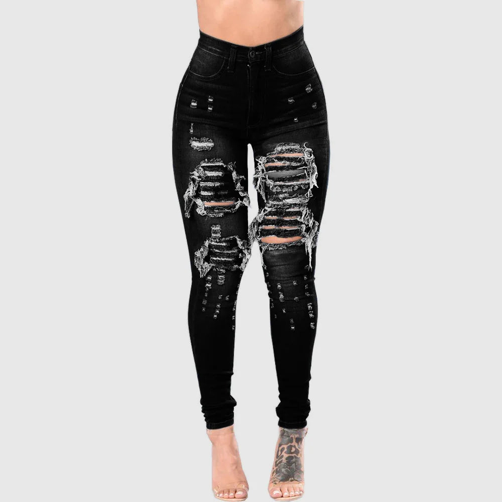 High Waist Ripped Skinny Jeans for Women | Fashion Stretch Denim Pants | Casual Slim Fit Trousers S-3XL