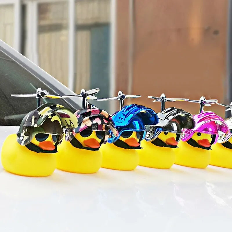 Broken Wind Rubber Duck Motor Accessories | Yellow Duck with Helmet | Car Interior Decoration