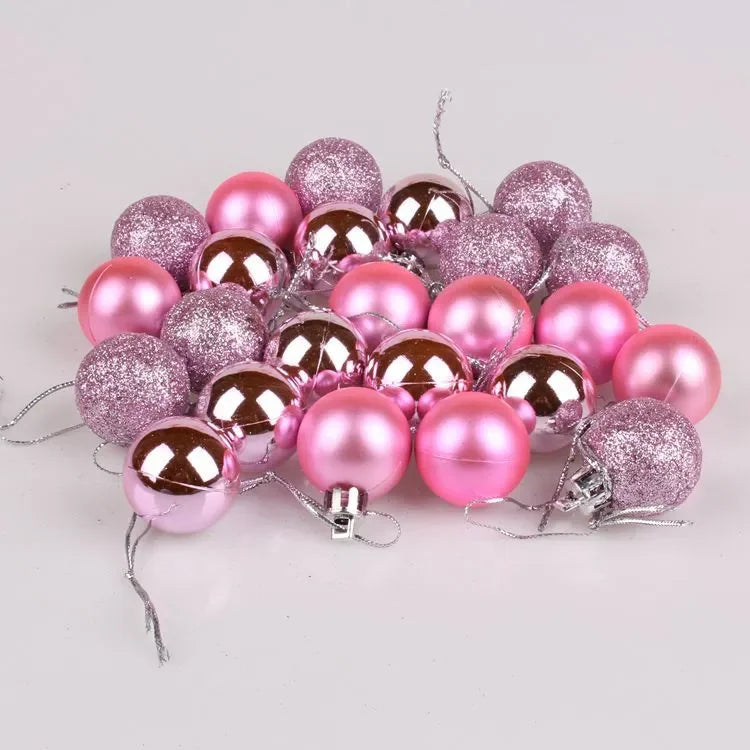 🎄 24PCS Christmas Balls Ornaments 🎉 | Gold, Red & Pink Hanging Decor for a Festive Tree! 🌟