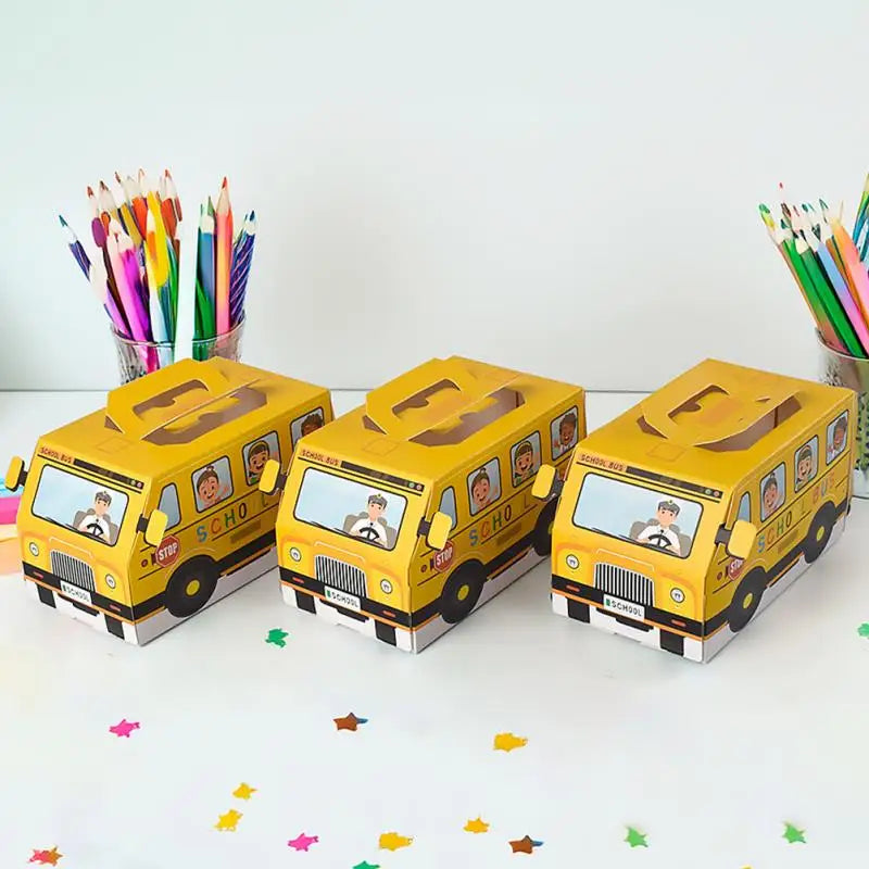 🚌✨ 12pcs Back-to-School Bus-Shaped Candy Boxes – Perfect Party Favors & Treat Boxes! 🎉🍬