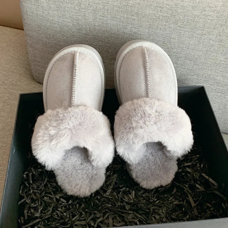 Dutrieux Fur Slippers Women Winter Plush Sandals