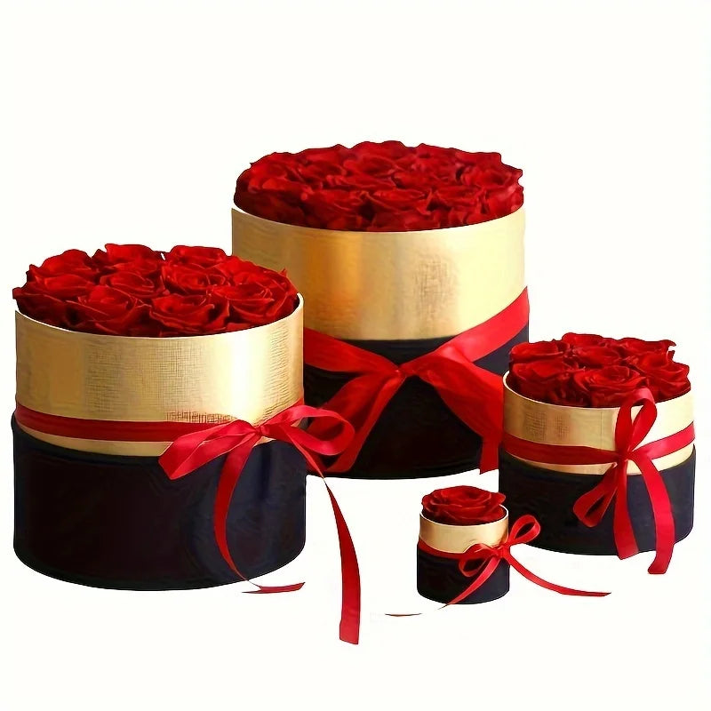 1/7/12PCS Preserved Eternal Roses | Real Forever Roses in Round Box | Valentine’s & Mother’s Day Gift