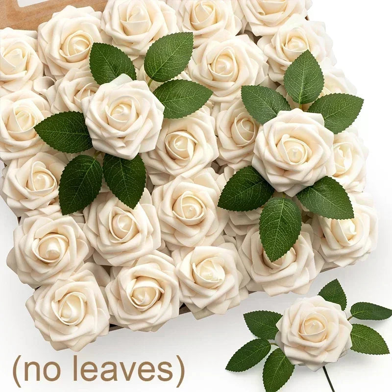 5-50PCS Artificial Foam Roses 🌹 | DIY Wedding Bouquets, Party & Home Décor Flowers