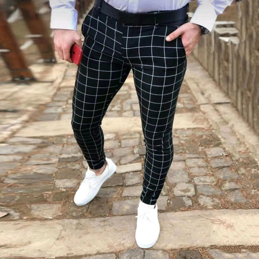 👖 Men's Korean Slim Plaid Casual Trousers | High-Quality Formal Suit Pants | Stylish Streetwear for Teenagers & Adults