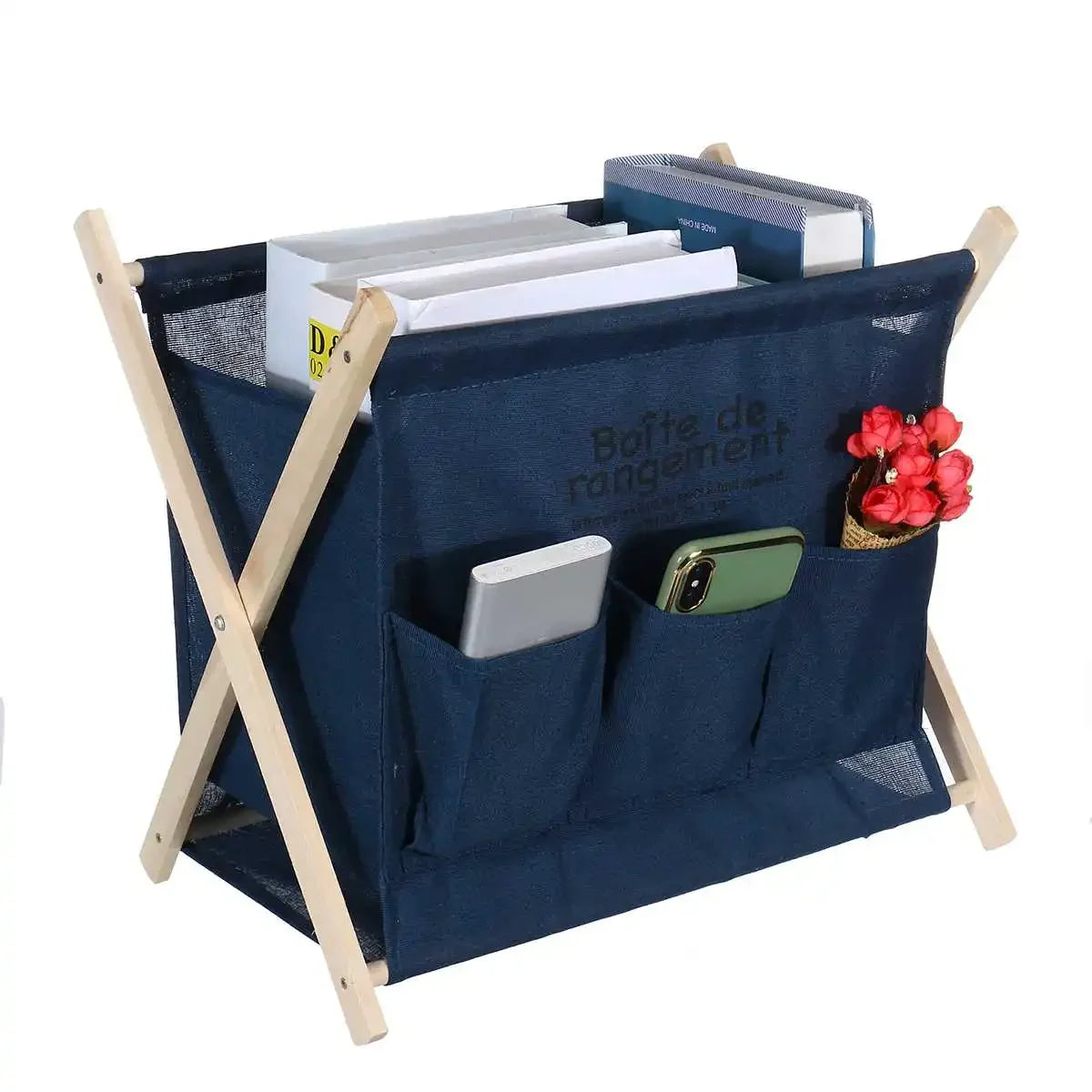 X-Shape Foldable Magazine Rack – Stylish Storage Basket for Books, Laundry & More