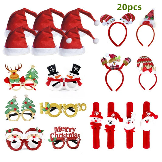 🎄 20PCS Christmas Ornaments Set | Fun Glasses, Headbands, Hats & Bracelets for Adults & Kids | Holiday Decorations & Gifts 🎉