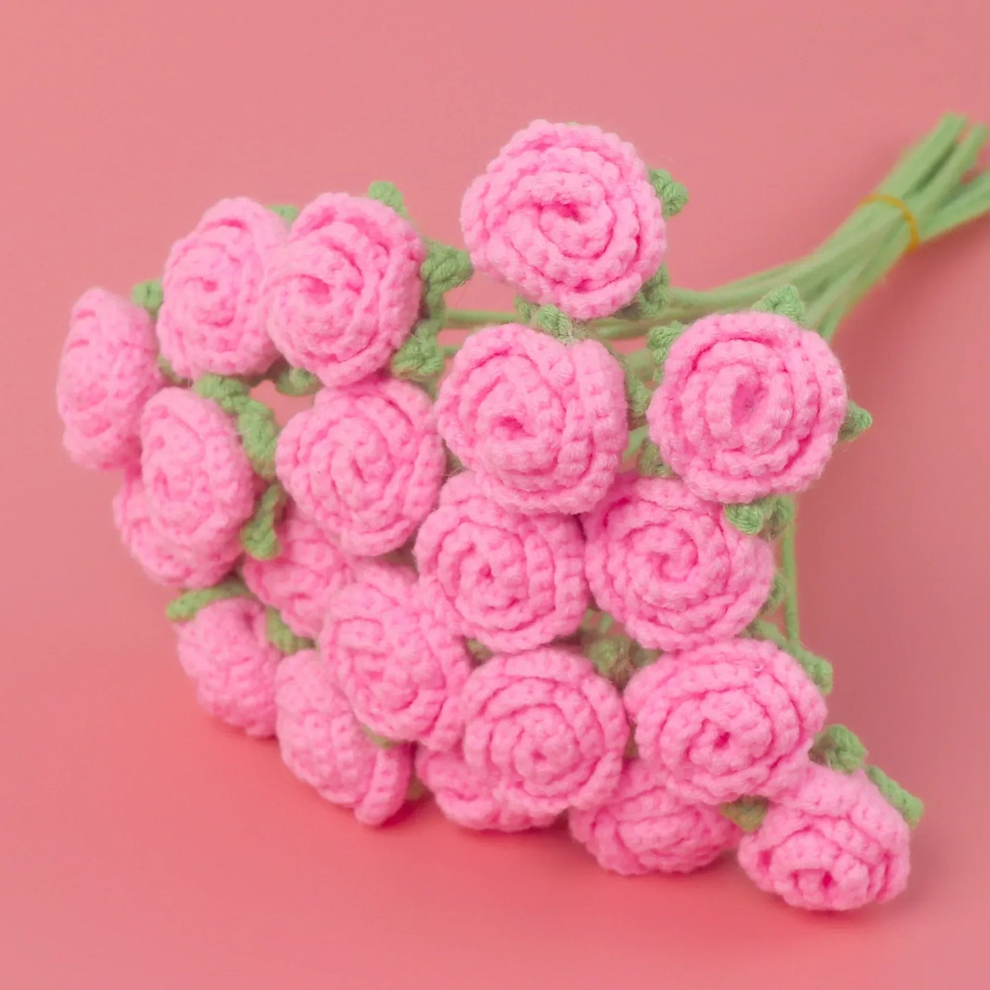 🌹 Knitted Rose Flower Bouquet – Handmade Crochet Graduation Flowers, Ramos De Flores, Fake Floral Gift